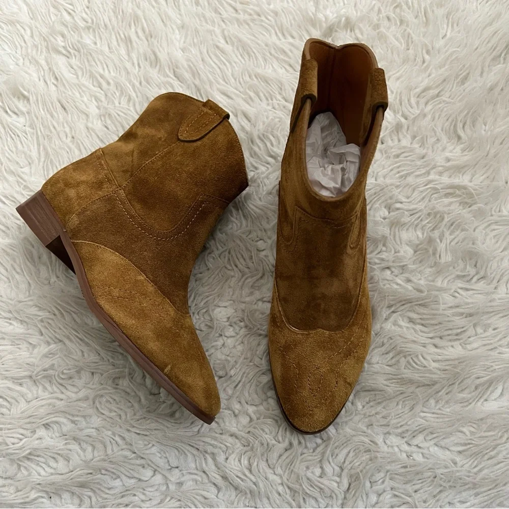 Sezane Billie Low Ankle Boots - Taupe Suede - Picture 2 of 8